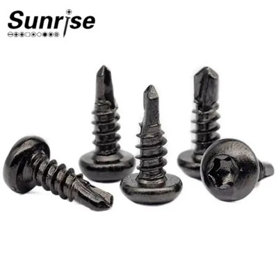 גג שחור Tek 6 אונות Torx Drive Pan עגול ראש בורג קידוח עצמי